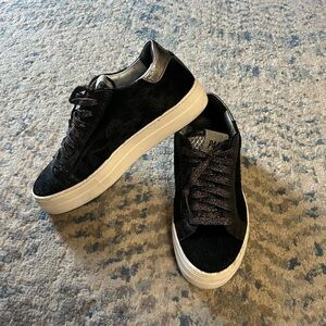 P448 black calf hair platform sneaker size 39